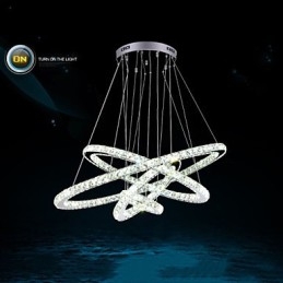 Luminária pendente moderna de cristal transparente para teto, luminária de iluminação com D100CM+D80CM+D60CM+D40CM