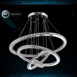 Luminária pendente moderna de cristal transparente para teto, luminária de iluminação com D100CM+D80CM+D60CM+D40CM