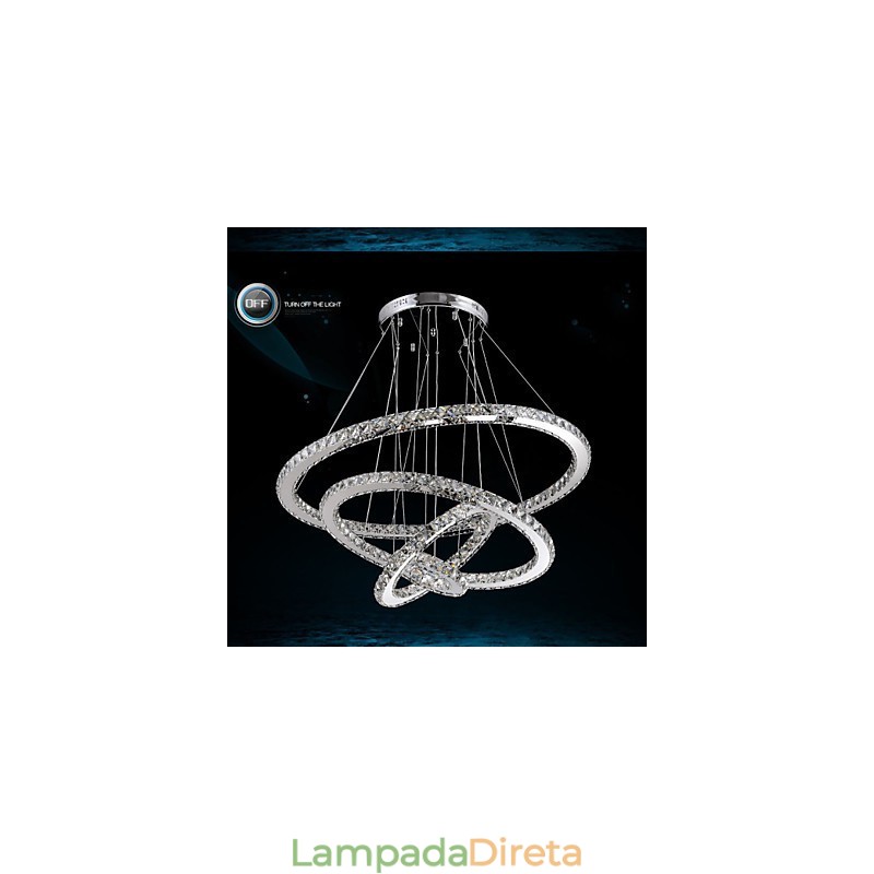 Luminária pendente moderna de cristal transparente para teto, luminária de iluminação com D100CM+D80CM+D60CM+D40CM