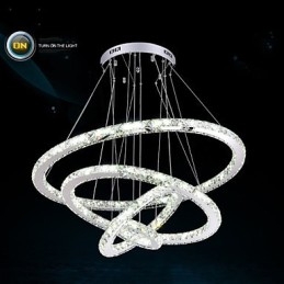 Luminária pendente moderna de cristal transparente para teto, luminária de iluminação com D100CM+D80CM+D60CM+D40CM