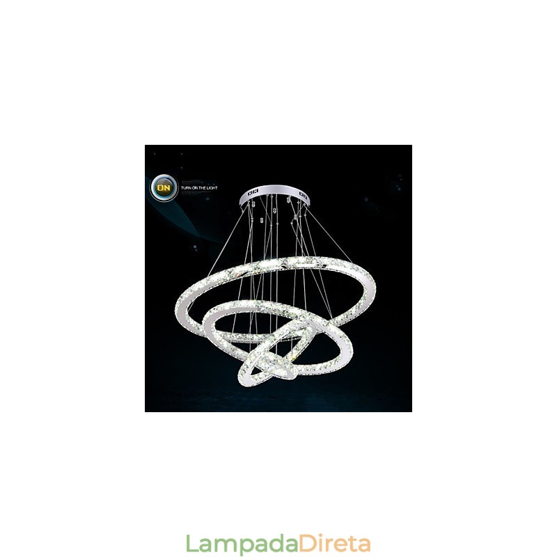 Luminária pendente moderna de cristal transparente para teto, luminária de iluminação com D100CM+D80CM+D60CM+D40CM