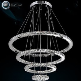 Luminária pendente moderna de cristal transparente para teto, luminária de iluminação com D100CM+D80CM+D60CM+D40CM