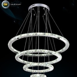 Luminária pendente moderna de cristal transparente para teto, luminária de iluminação com D100CM+D80CM+D60CM+D40CM