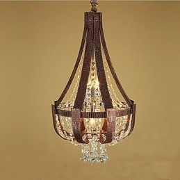 Pós-moderno luxo couro cristal criativo lustre lron