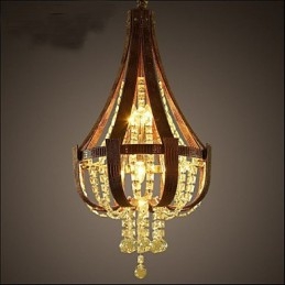Pós-moderno luxo couro cristal criativo lustre lron