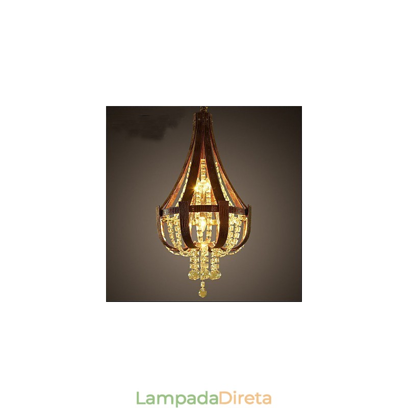 Pós-moderno luxo couro cristal criativo lustre lron