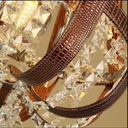 Pós-moderno luxo couro cristal criativo lustre lron