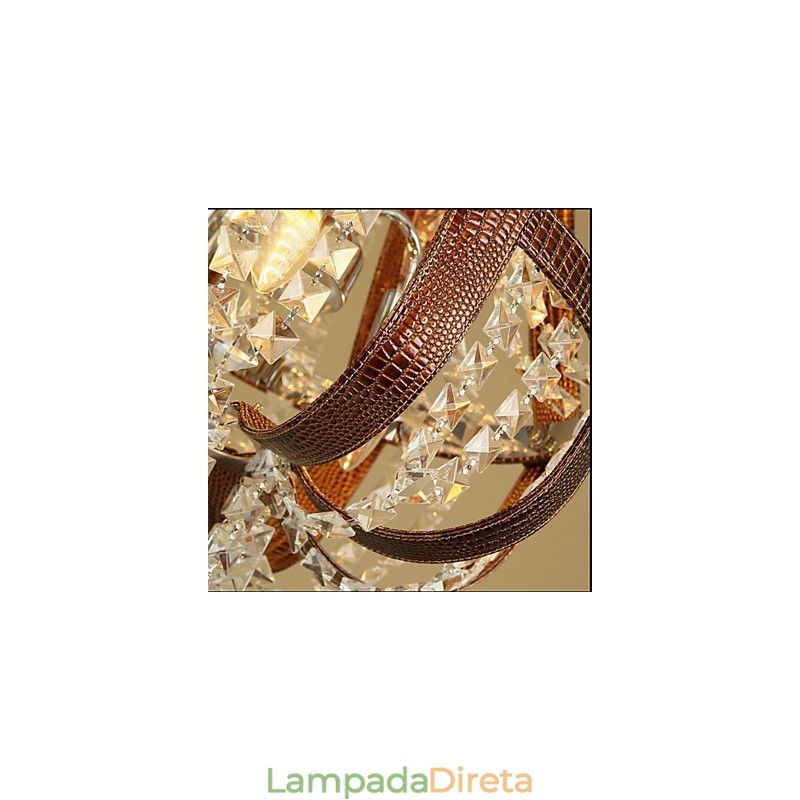 Pós-moderno luxo couro cristal criativo lustre lron