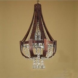 Pós-moderno luxo couro cristal criativo lustre lron