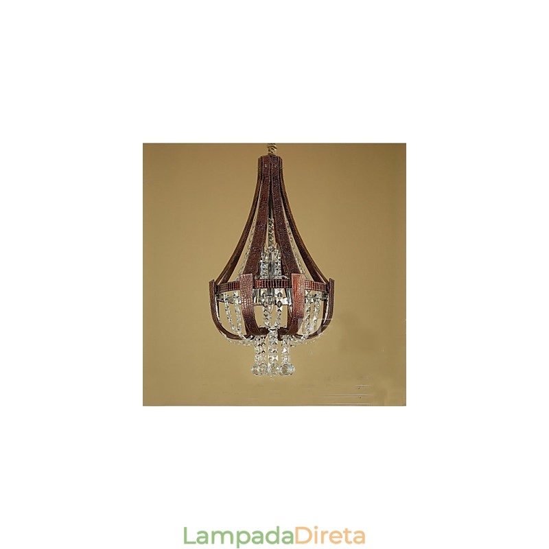 Pós-moderno luxo couro cristal criativo lustre lron