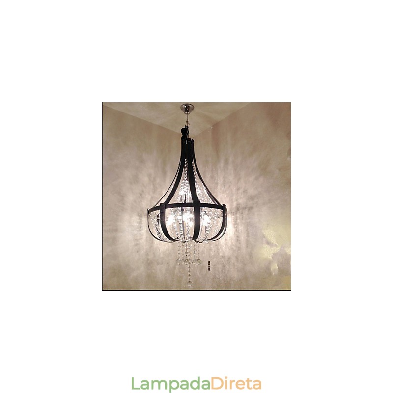 Pós-moderno luxo couro cristal criativo lustre lron