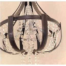 Pós-moderno luxo couro cristal criativo lustre lron