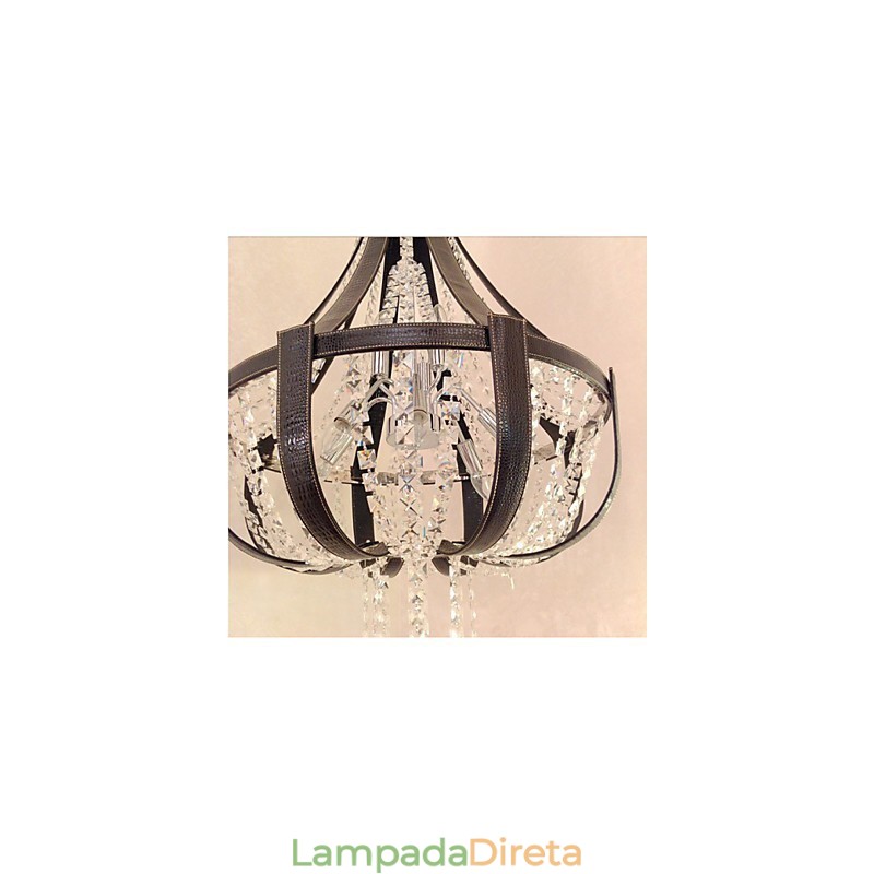 Pós-moderno luxo couro cristal criativo lustre lron