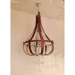 Pós-moderno luxo couro cristal criativo lustre lron