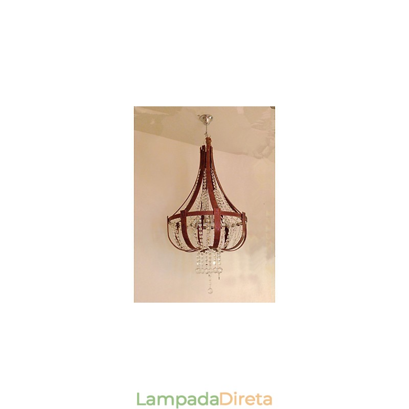 Pós-moderno luxo couro cristal criativo lustre lron