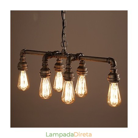 Edison Retro Loft Estilo Vintage Industrial Pendente Luminária Metal Tubo de Água Luminária Lampara Colgantes Edison Retro Loft Estilo Vintage Industrial Pendente Luminária Metal Tubo de Água Luminária Lampara Colgantes