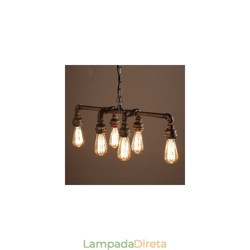 Edison Retro Loft Estilo Vintage Industrial Pendente Luminária Metal Tubo de Água Luminária Lampara Colgantes