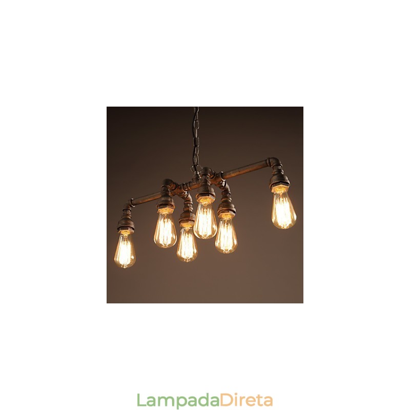 Edison Retro Loft Estilo Vintage Industrial Pendente Luminária Metal Tubo de Água Luminária Lampara Colgantes