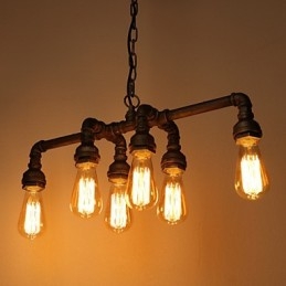 Edison Retro Loft Estilo Vintage Industrial Pendente Luminária Metal Tubo de Água Luminária Lampara Colgantes