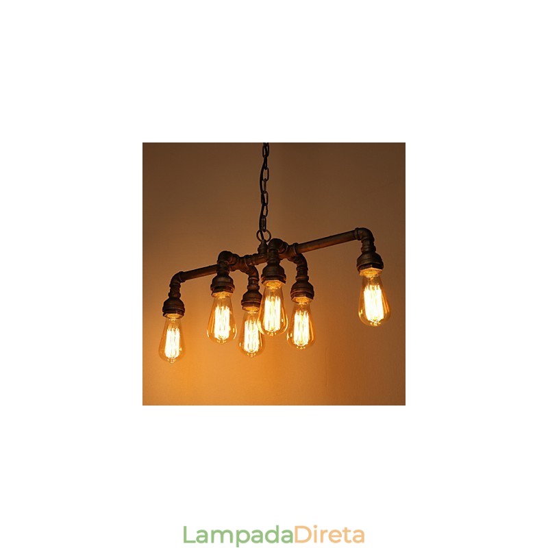 Edison Retro Loft Estilo Vintage Industrial Pendente Luminária Metal Tubo de Água Luminária Lampara Colgantes