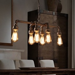 Edison Retro Loft Estilo Vintage Industrial Pendente Luminária Metal Tubo de Água Luminária Lampara Colgantes