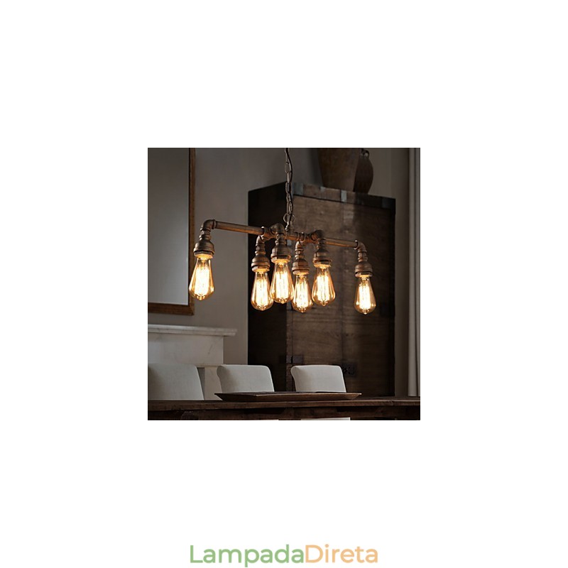 Edison Retro Loft Estilo Vintage Industrial Pendente Luminária Metal Tubo de Água Luminária Lampara Colgantes