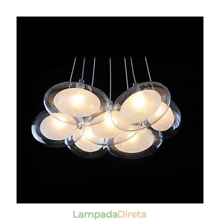 Luminária pendente moderna contemporânea em metal cromado Luminária pendente moderna contemporânea em metal cromado
