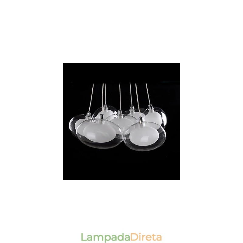 Luminária pendente moderna contemporânea em metal cromado