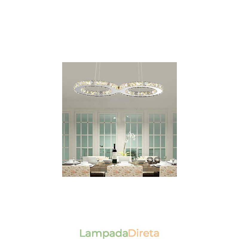 Luminária pendente contemporânea de cristal cromado em metal
