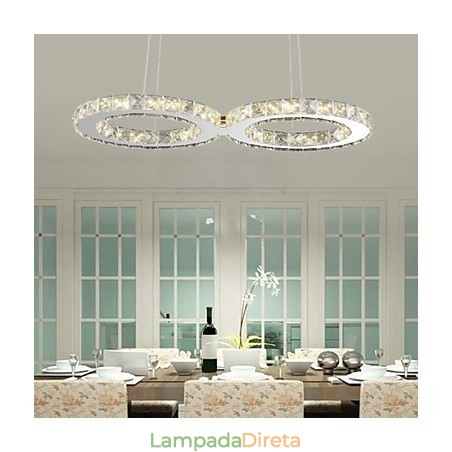 Luminária pendente contemporânea de cristal cromado em metal Luminária pendente contemporânea de cristal cromado em metal