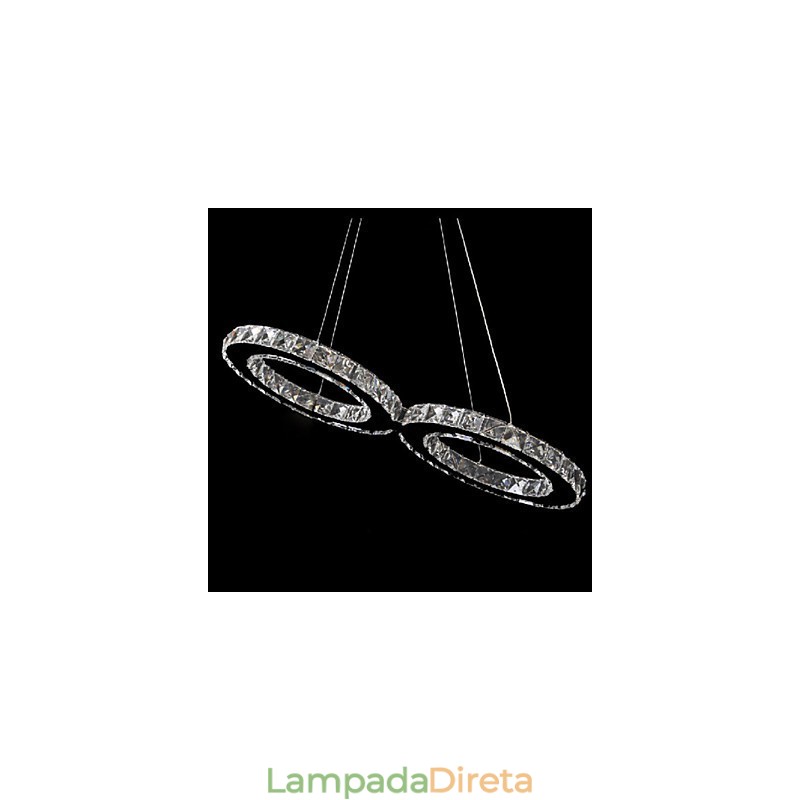 Luminária pendente contemporânea de cristal cromado em metal