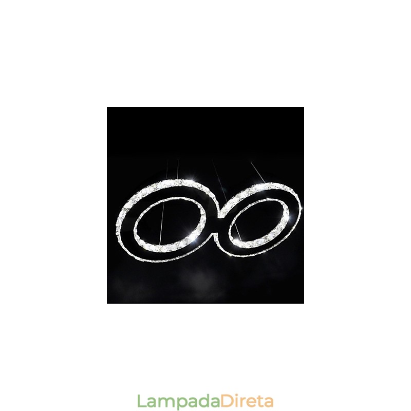Luminária pendente contemporânea de cristal cromado em metal