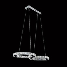 Luminária pendente contemporânea de cristal cromado em metal