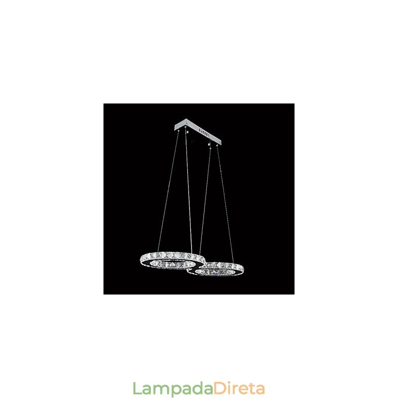 Luminária pendente contemporânea de cristal cromado em metal