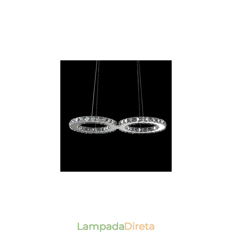 Luminária pendente contemporânea de cristal cromado em metal