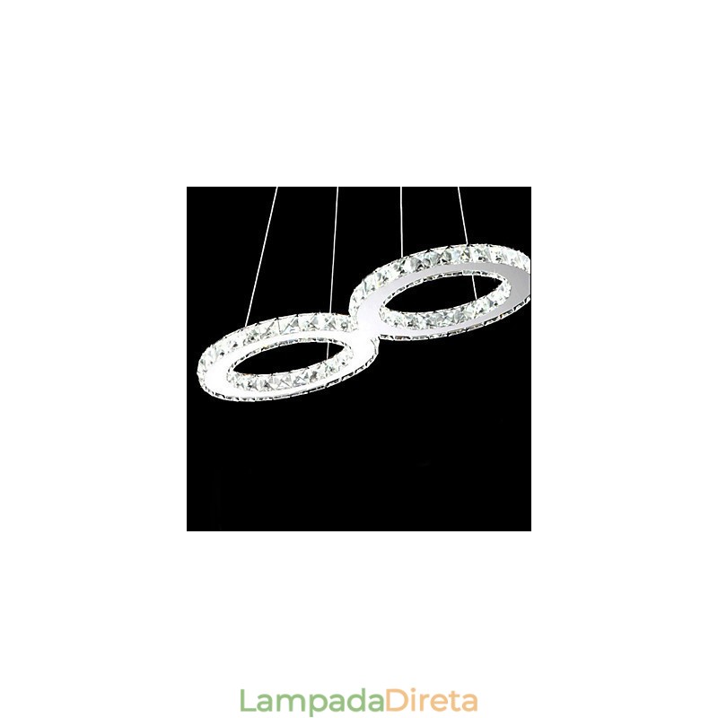 Luminária pendente contemporânea de cristal cromado em metal