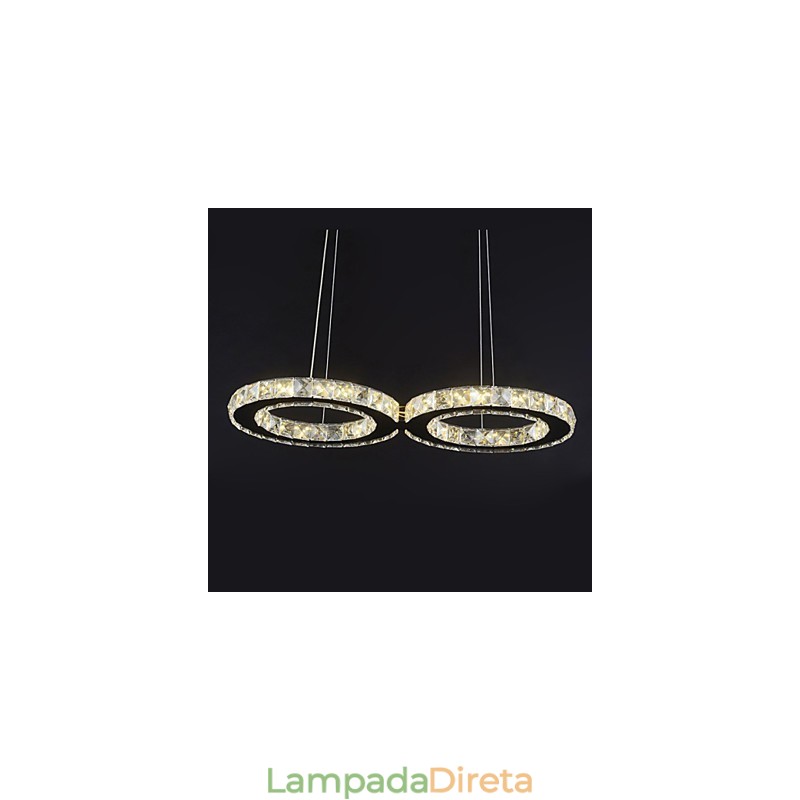 Luminária pendente contemporânea de cristal cromado em metal