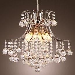 Luminária pendente de luxo moderna em cristal com 6 luzes