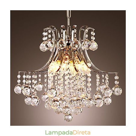 Luminária pendente de luxo moderna em cristal com 6 luzes Luminária pendente de luxo moderna em cristal com 6 luzes