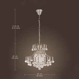 Luminária pendente de luxo moderna em cristal com 6 luzes