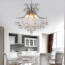 Luminária pendente de luxo moderna em cristal com 6 luzes