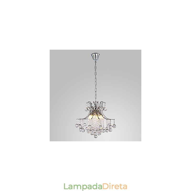 Luminária pendente de luxo moderna em cristal com 6 luzes