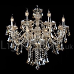 Lustre moderno de cristal K9 cor conhaque retrô com 8 luzes