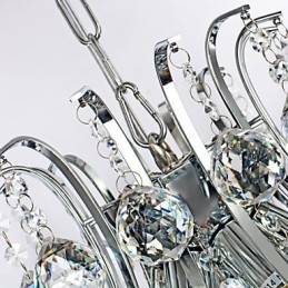 Luminária pendente de luxo moderna em cristal com 6 luzes