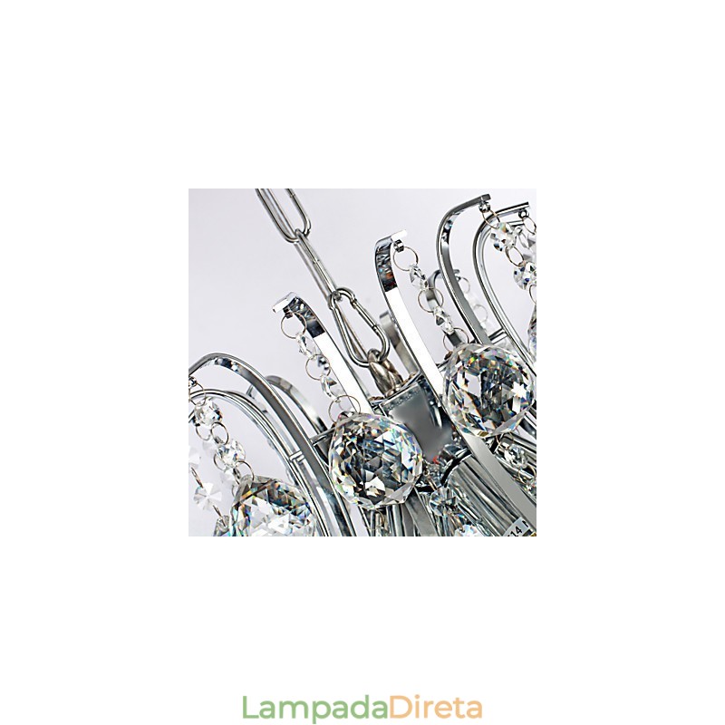 Luminária pendente de luxo moderna em cristal com 6 luzes