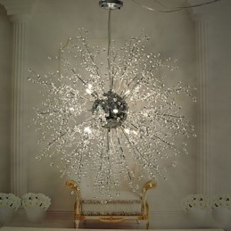 Lustre pendente de cristal globo em metal cromado
