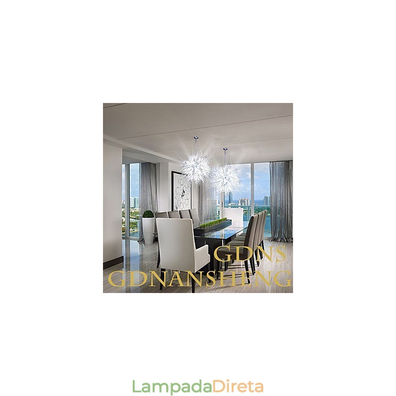 Lustre pendente de cristal globo em metal cromado