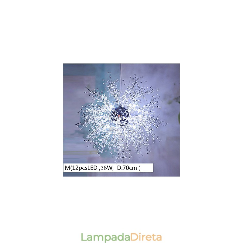 Lustre pendente de cristal globo em metal cromado