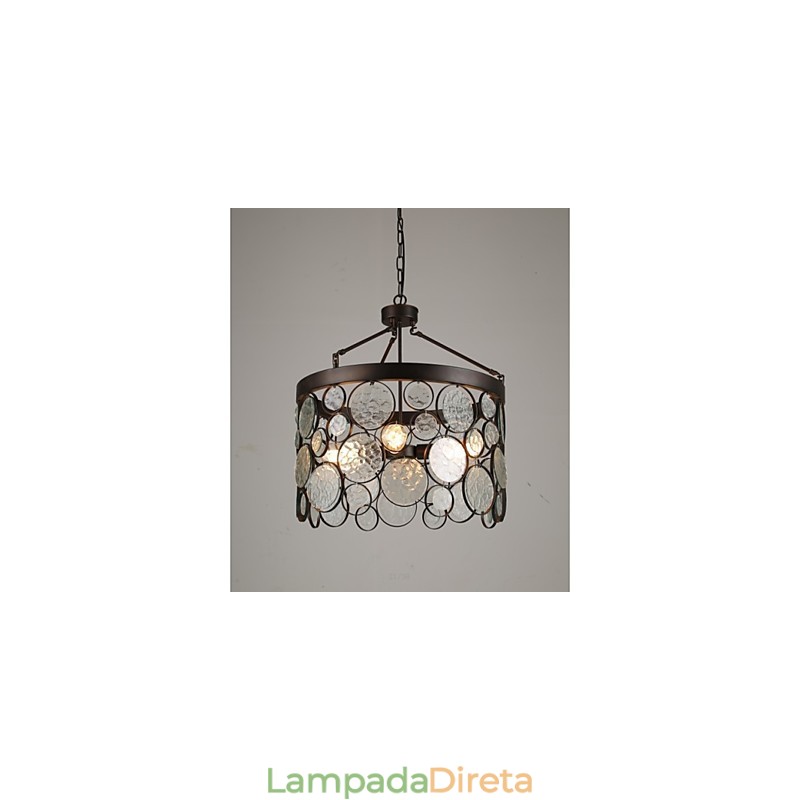 Lustre de vidro de ferro vintage