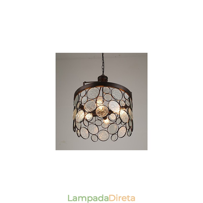 Lustre de vidro de ferro vintage